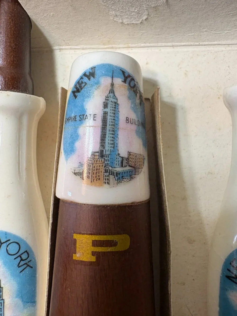 Vintage New York Wooden Salad Serving Fork & Spoon, Salt & Pepper Shaker